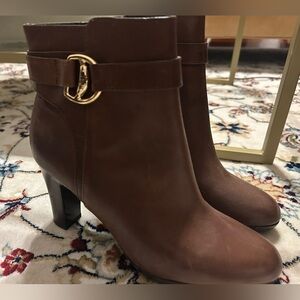 Lauren Ralph Lauren Brown Ankle Boots with Gold Accent